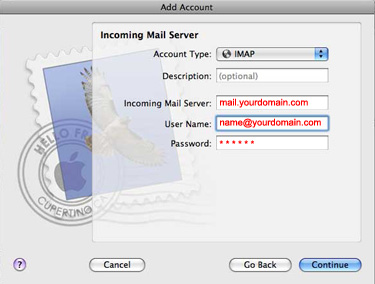 Mac Mail OS X Email Setup Step 3