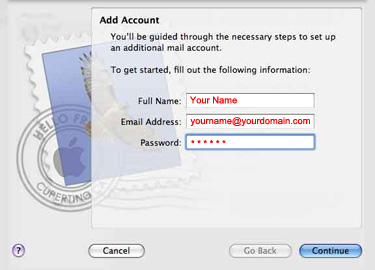 Mac Mail OS X Email Setup Step 2