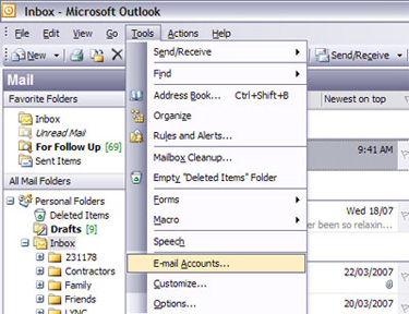 Microsoft Outlook 2003 Email Setup Step 1