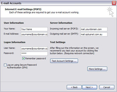 Microsoft Outlook 2003 Email Setup Step 4