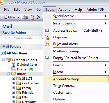 Microsoft Outlook 2007 Email Setup Step 1