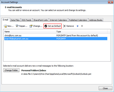 Outlook 2007 Default Email Setup Step 1